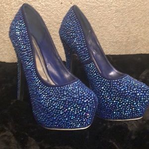 Mascotte Royal Blue Rhinestone Stilettos Sz 8